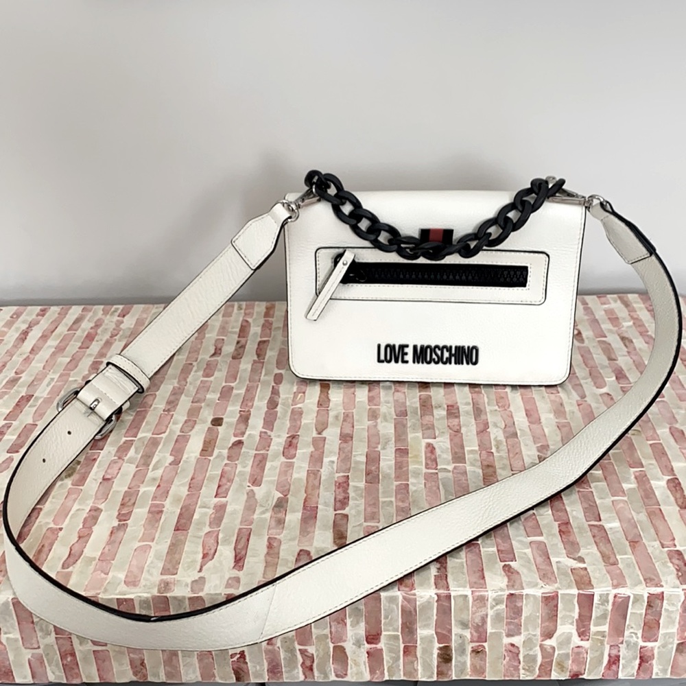 Moschino Crossbody Bag White Leather